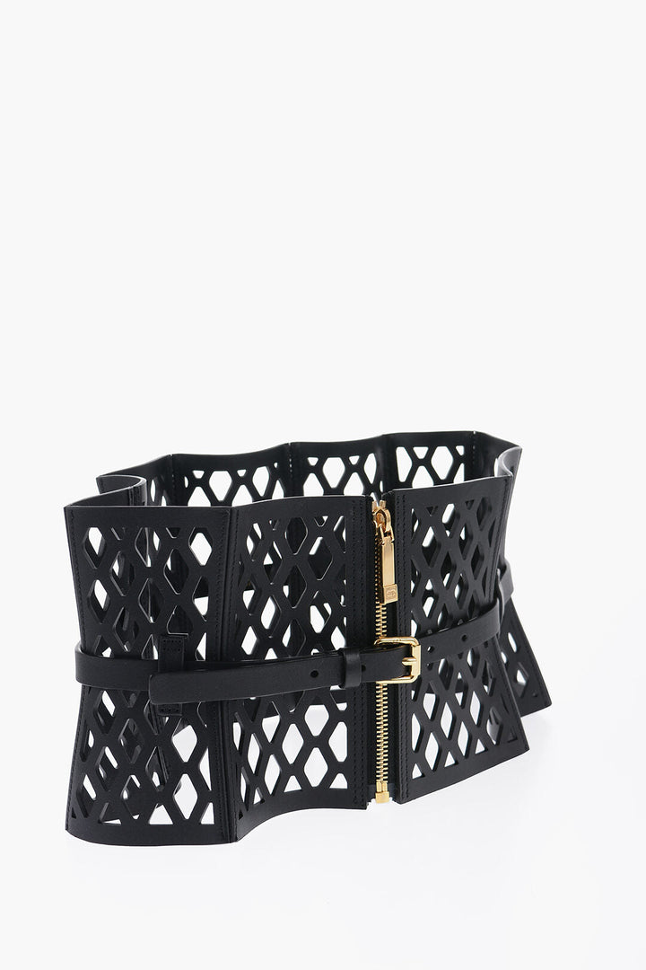 Dior Laser-Cut Leather Corset Belt 160mm