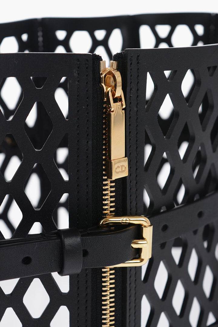 Dior Laser-Cut Leather Corset Belt 160mm