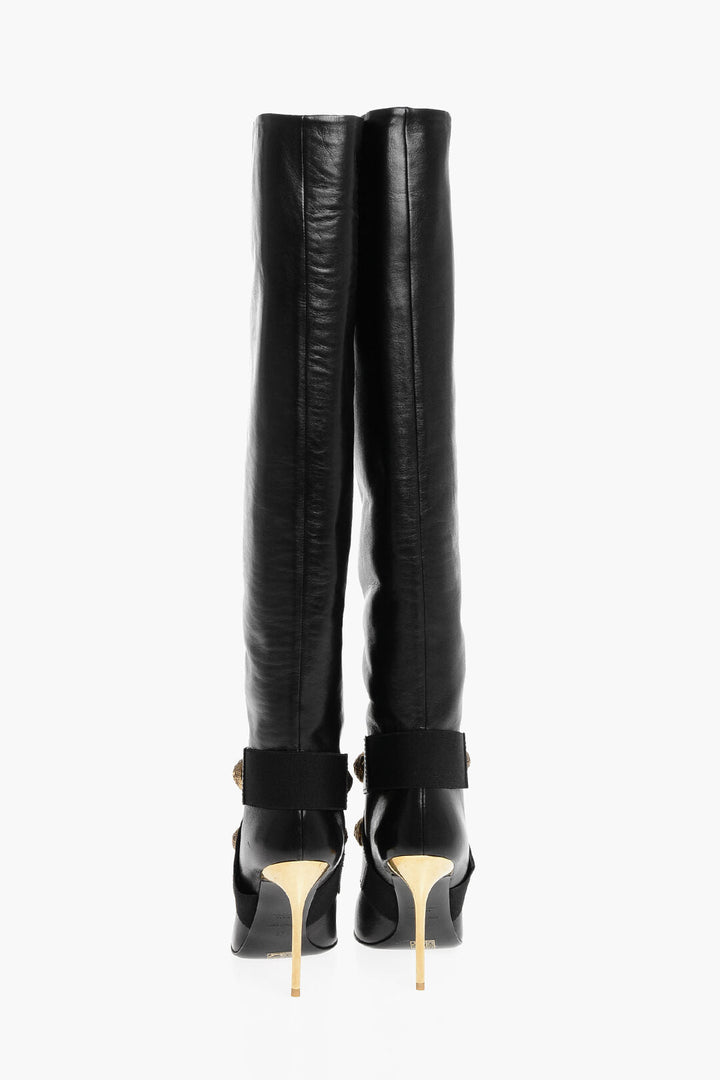 Balmain Leather ALMA Boots with Jewel Buttons
