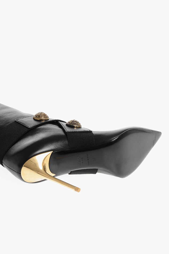Balmain Leather ALMA Boots with Jewel Buttons