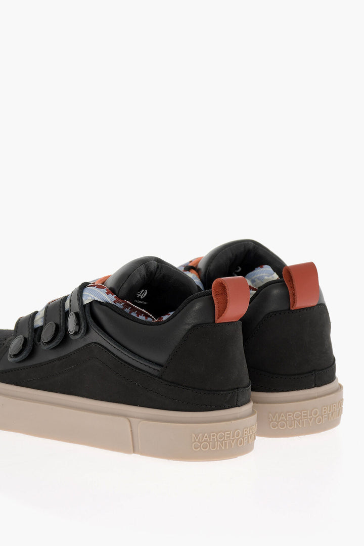 Marcelo Burlon Leather and Fabric TICINELLA Low Top Sneakers with Maxi Stri