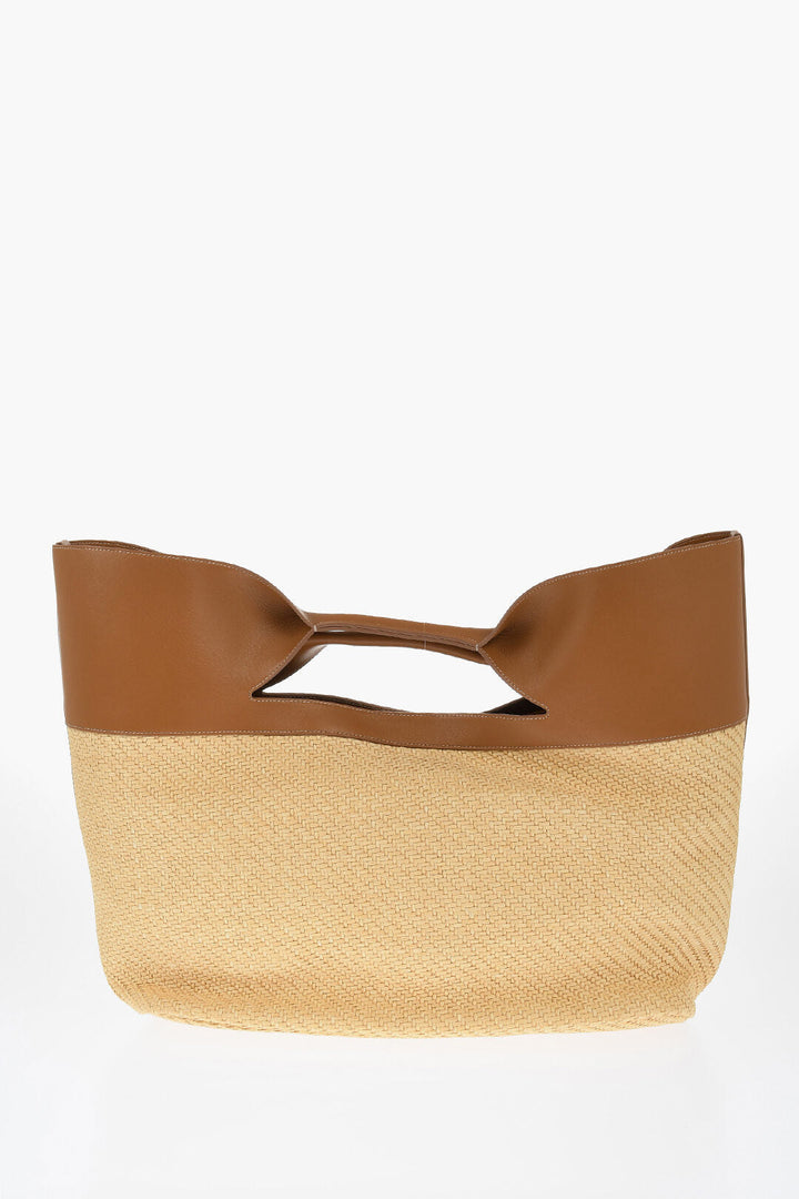 Alexander McQueen Leather and Raffia THE BOW Maxi Tote Bag