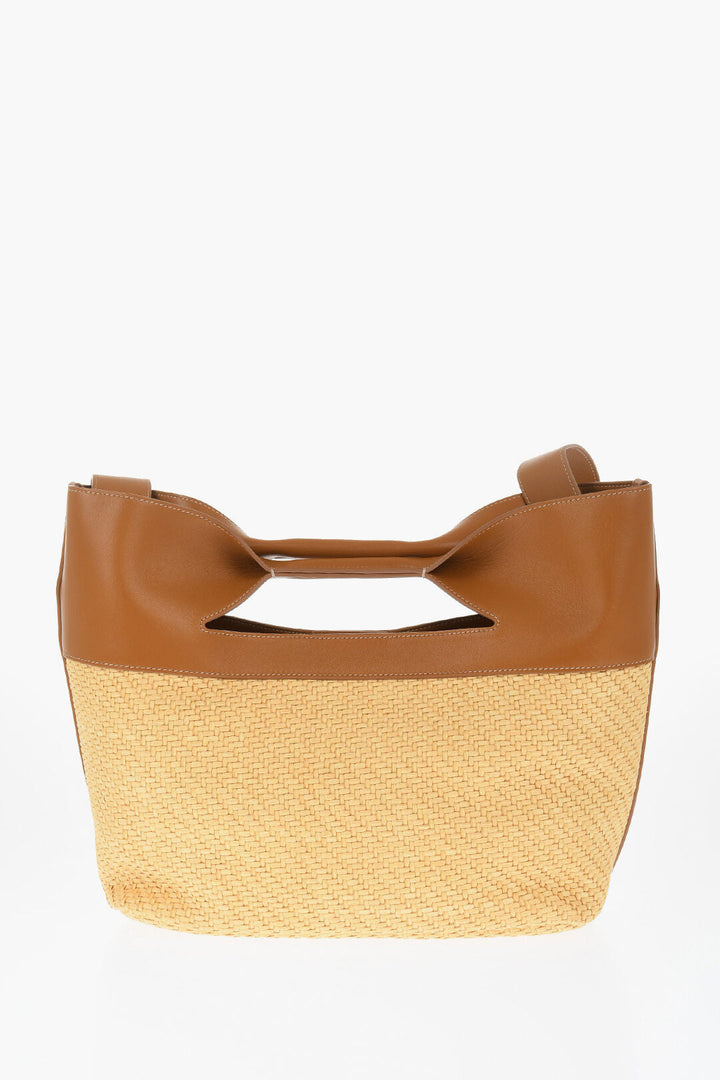 Alexander McQueen Leather and Raffia tote Bag