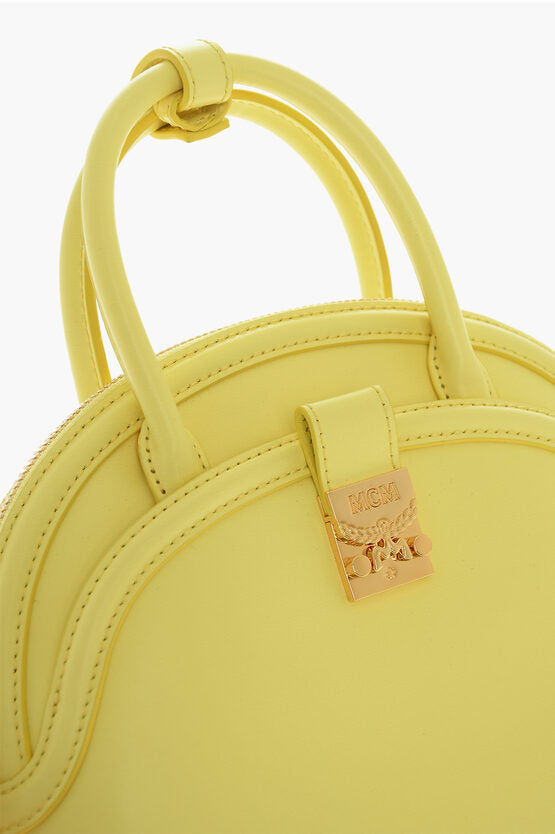 MCM Leather ANNA Crossboby Bag with Gold Metal Logo Plaque