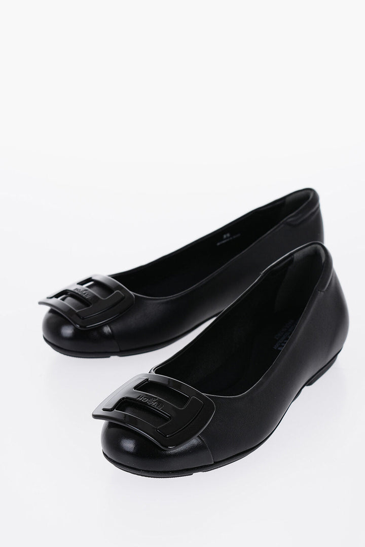 Hogan Leather Ballet Flats with Maxi Plaque