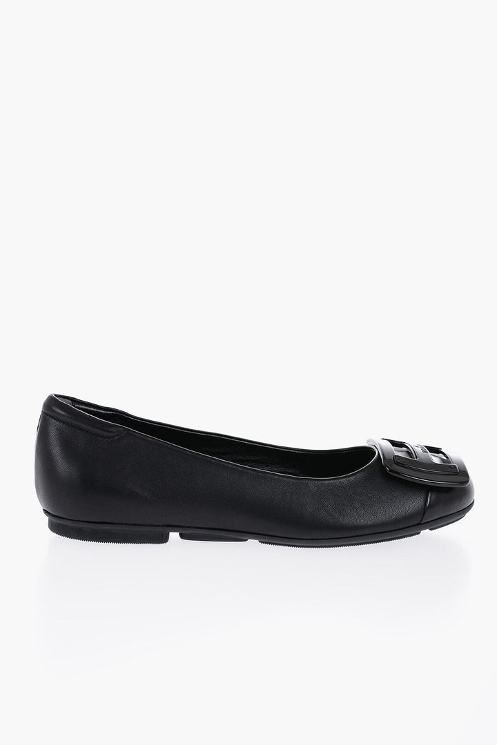 Hogan Leather Ballet Flats with Maxi Plaque