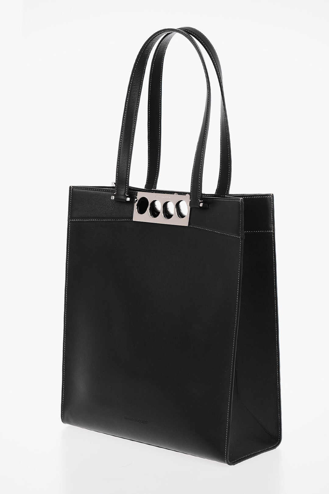 Alexander McQueen Leather BRASS KNUCKLES Tote Bag with Visible Stitchings