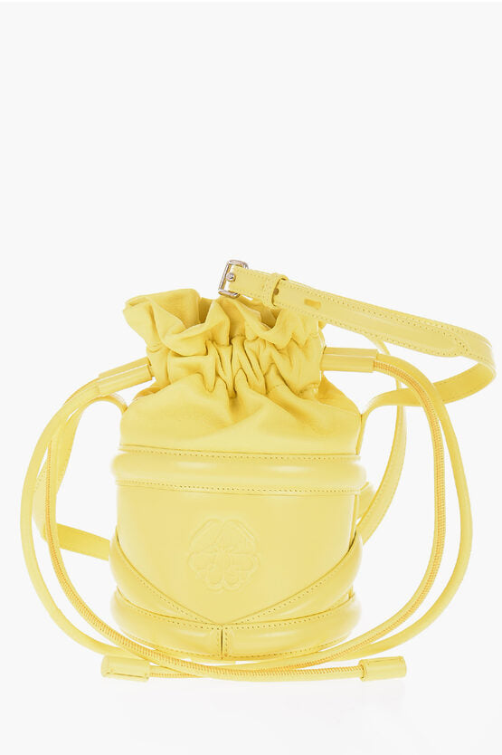 Alexander McQueen Leather Bucket Bag with Embossed Logo