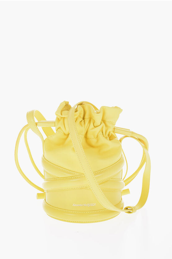 Alexander McQueen Leather Bucket Bag with Embossed Logo