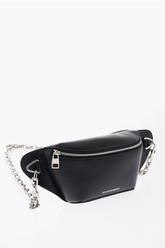 Alexander McQueen Leather Bum Bag with Chain Shoulder Strap