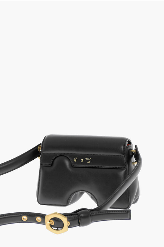 Off-White Leather BURROW Crossbody Bag with Cut-Out Details