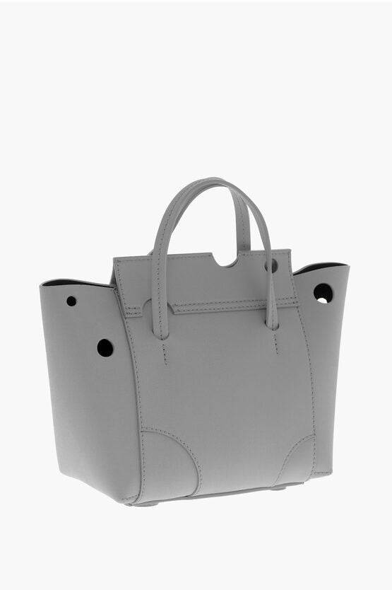 Off-White Leather BURROW Tote Bag with Cut-Out Details