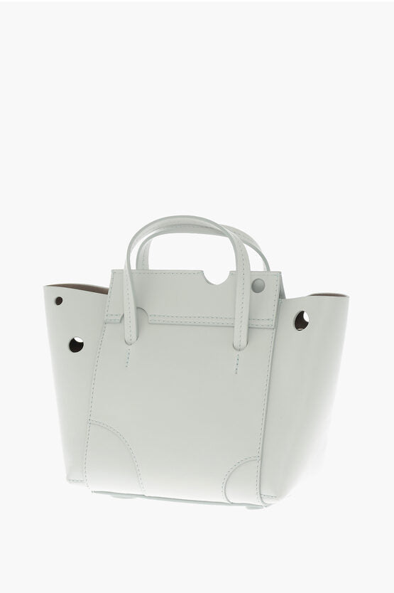 Off-White Leather BURROW Tote Bag with Cut-Out Details