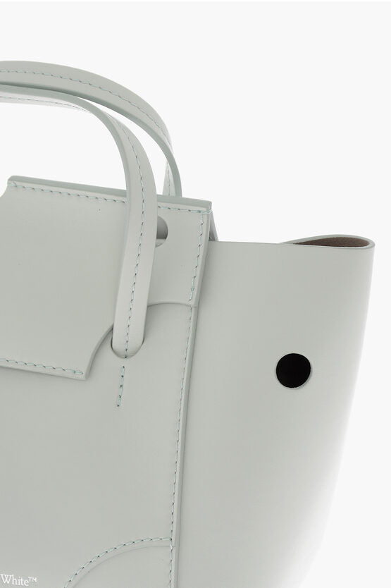 Off-White Leather BURROW Tote Bag with Cut-Out Details