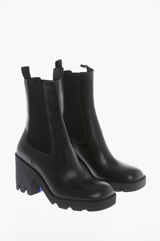 Burberry Leather Chelsea Booties with Rubber Sole 8cm