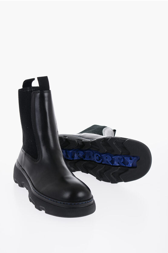 Botas Chelsea de piel Burberry con suela gruesa