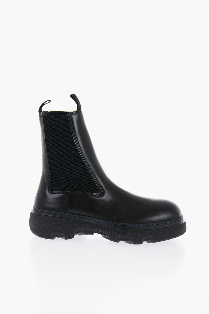 Burberry Leather Chelsea Boots With Chunky Sole