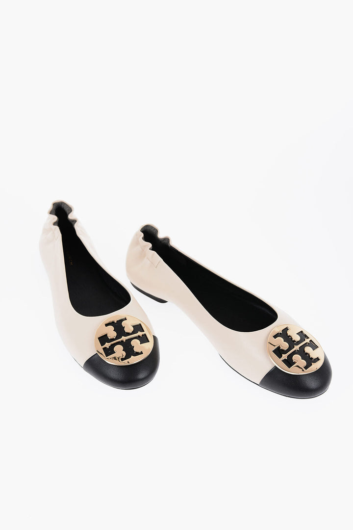 Tory Burch Leather CLAIRE Ballet flats with Golden-Effect Monogram