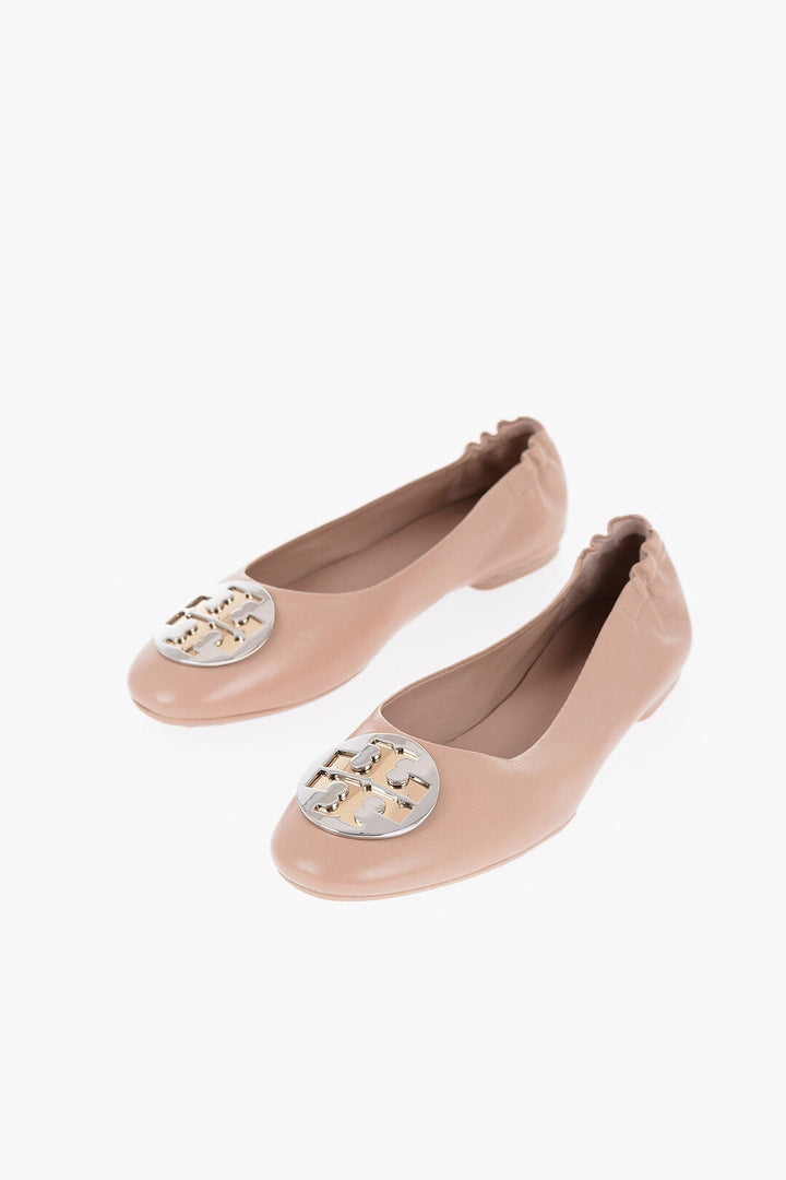 Tory Burch Leather CLAIRE Ballet flats with Golden-Effect Monogram