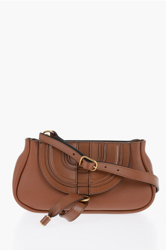 Chloe Leather Clutch with Decorative Stitching