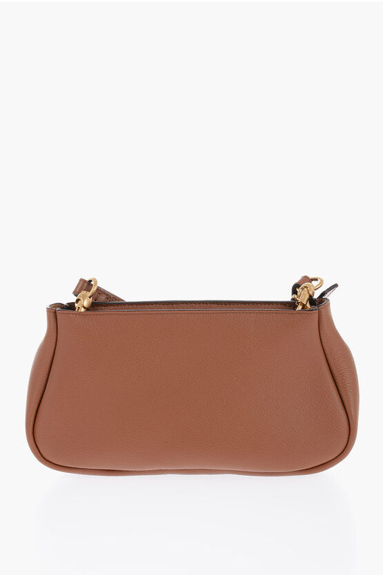 Chloe Leather Clutch with Decorative Stitching