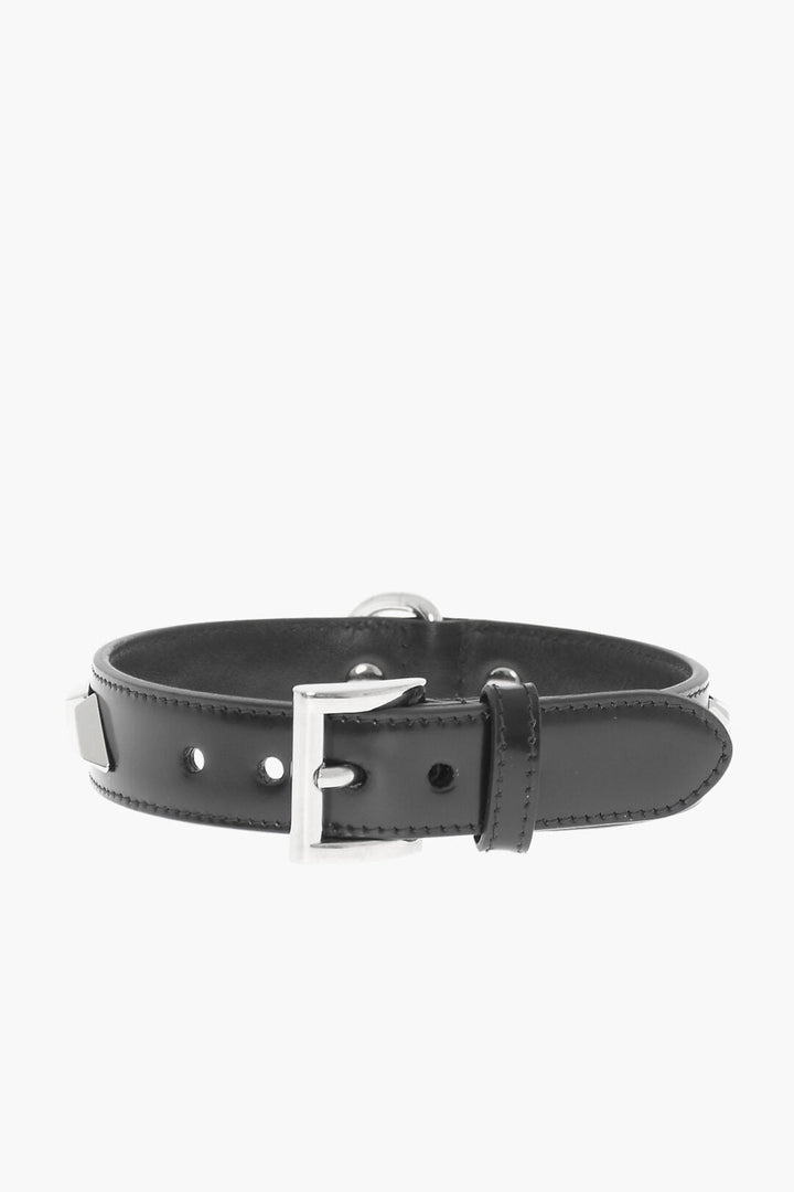 Prada Leather Collar with Silver-Tone Studs