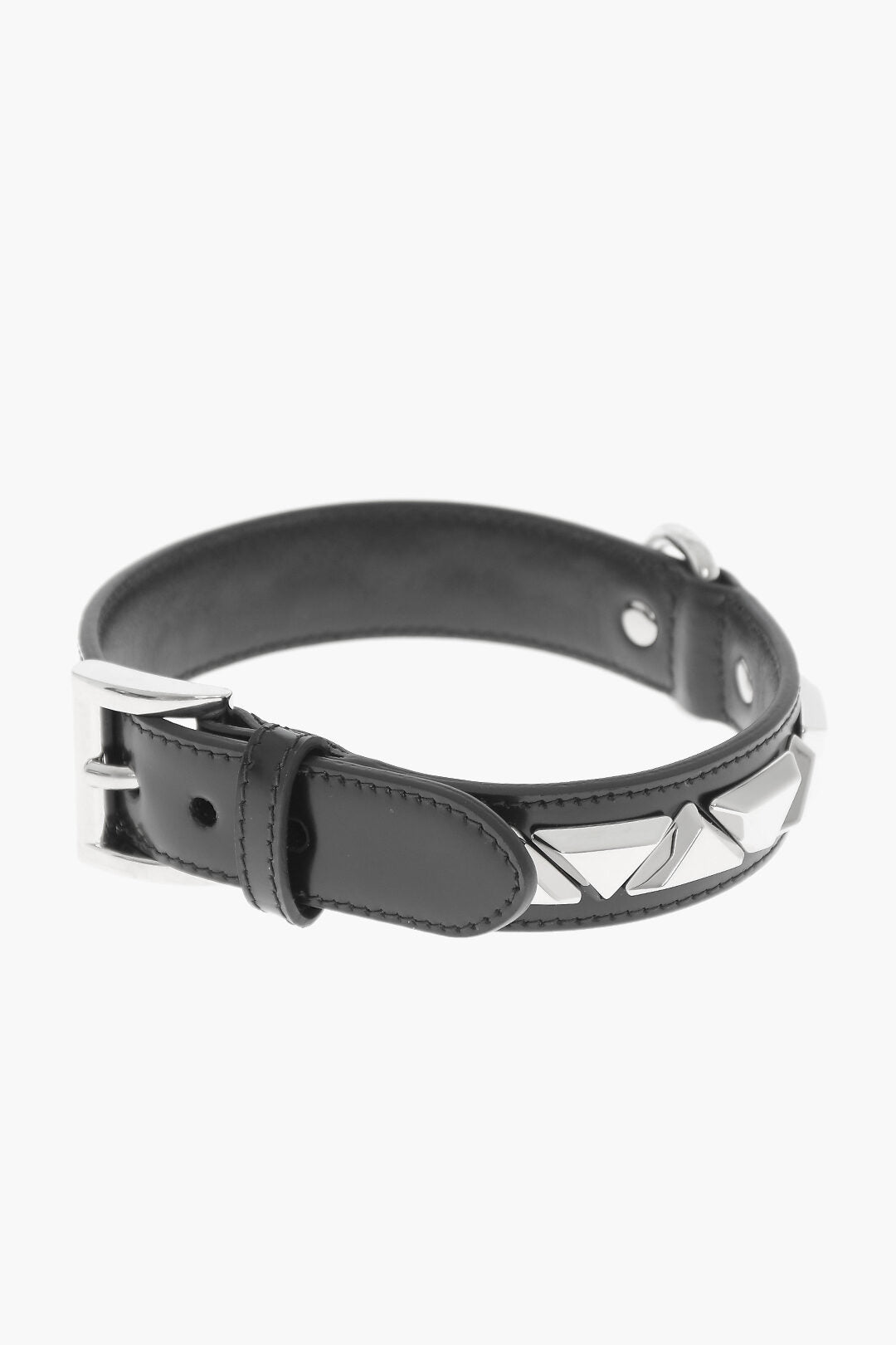 Prada Leather Collar with Silver-Tone Studs