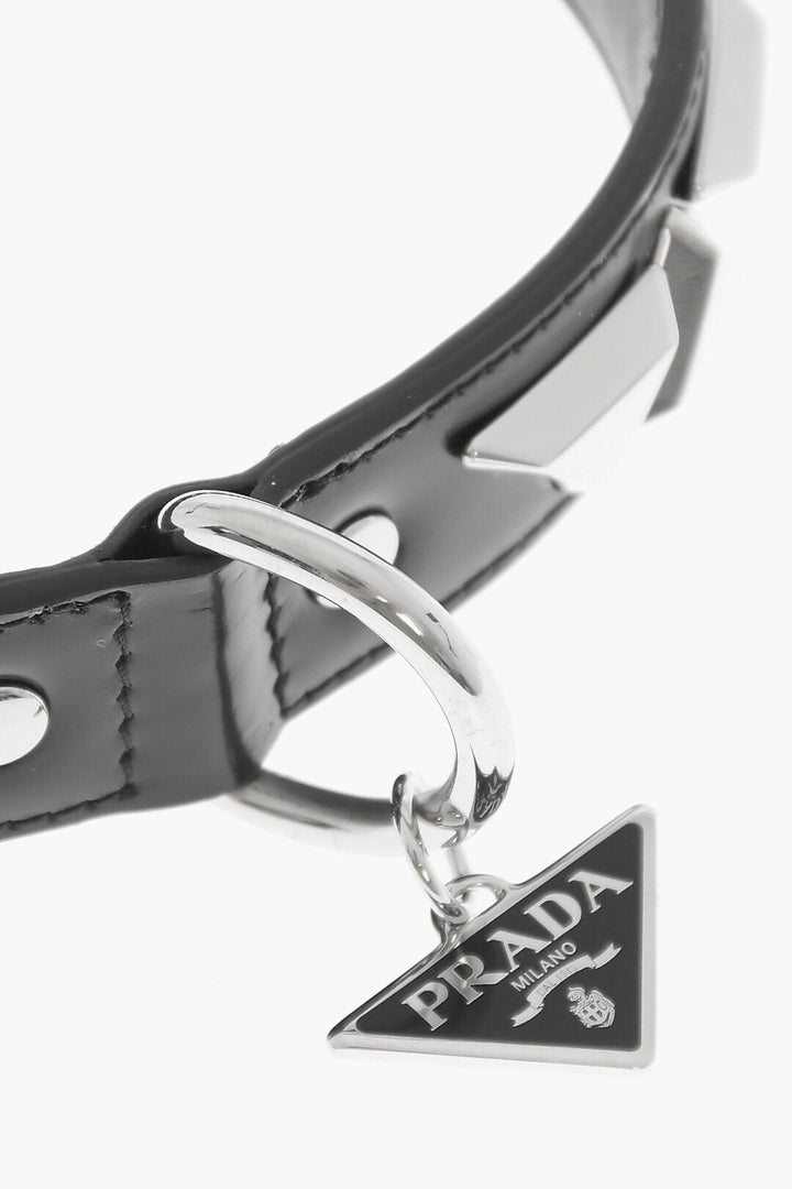 Prada Leather Collar with Silver-Tone Studs