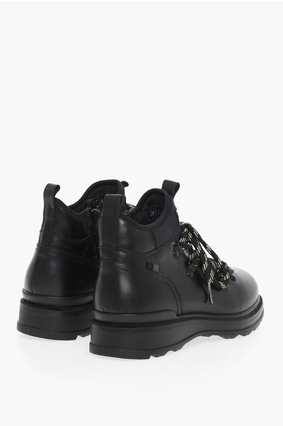 Woolrich Leather Combat Boots with Side Zip