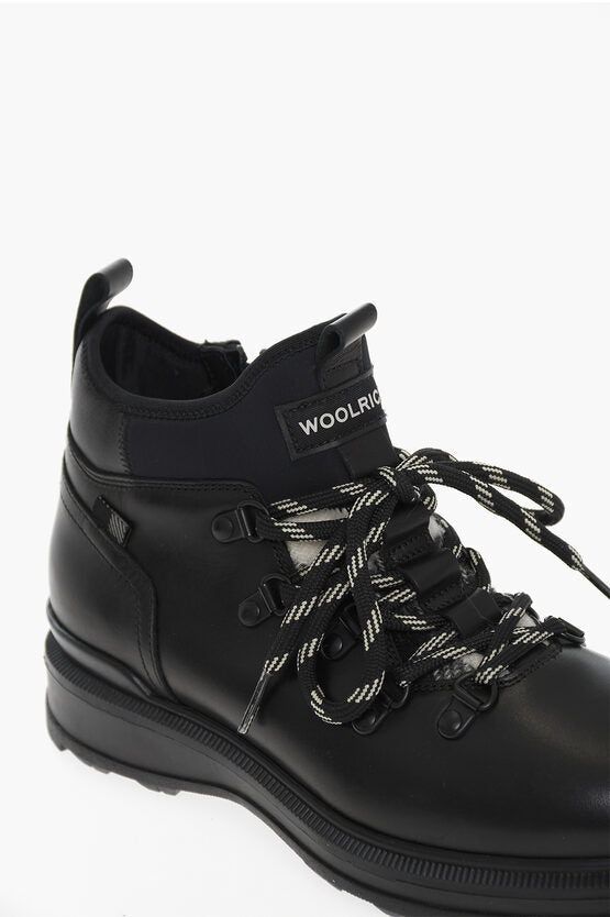 Woolrich Leather Combat Boots with Side Zip