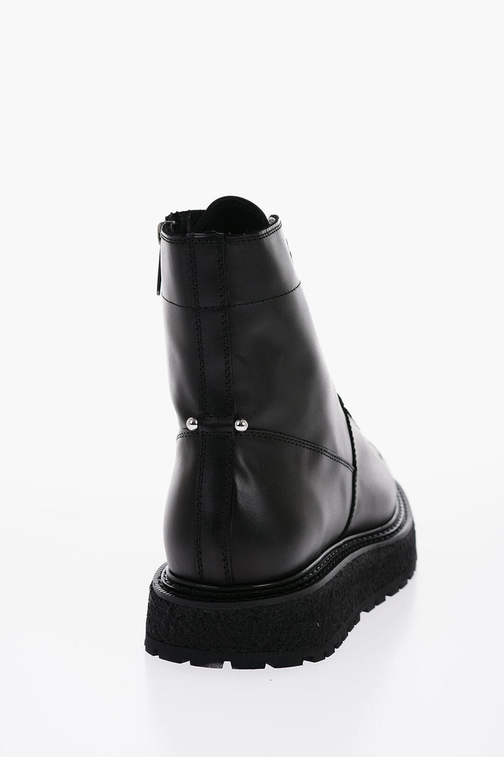 Neil Barrett Leather Combat Boots with Side Zip