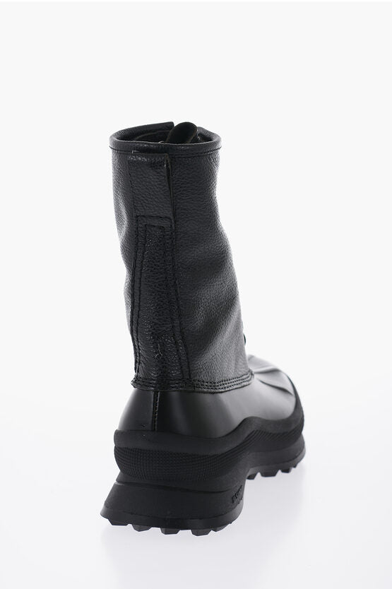 Jil Sander Leather Combat Boots With Vibram Sole