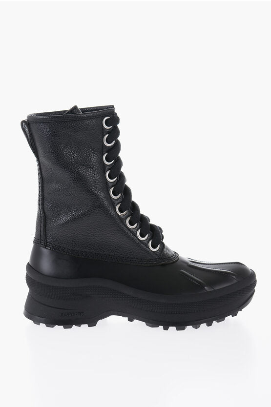 Jil Sander Leather Combat Boots With Vibram Sole