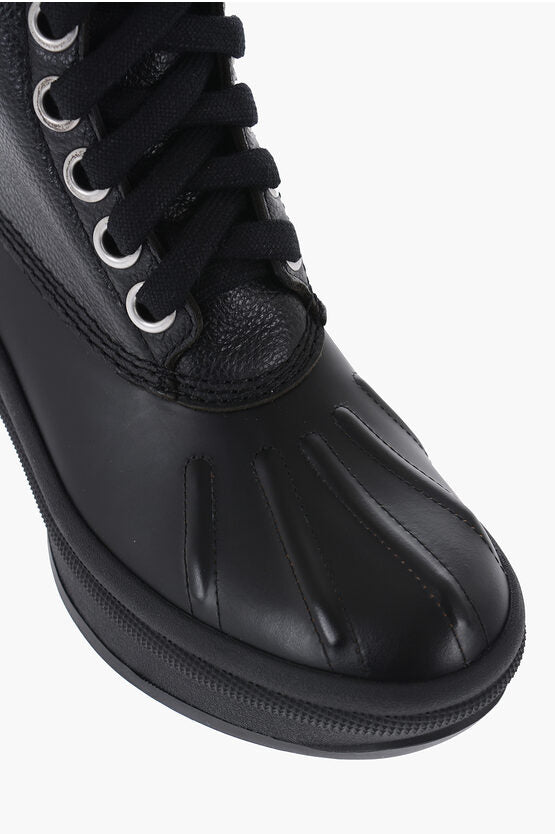 Jil Sander Leather Combat Boots With Vibram Sole