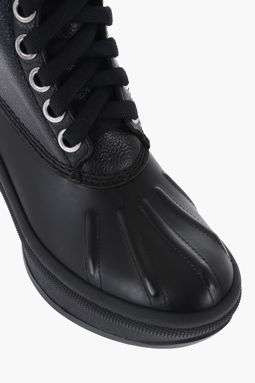 Jil Sander Leather Combat Boots With Vibram Sole