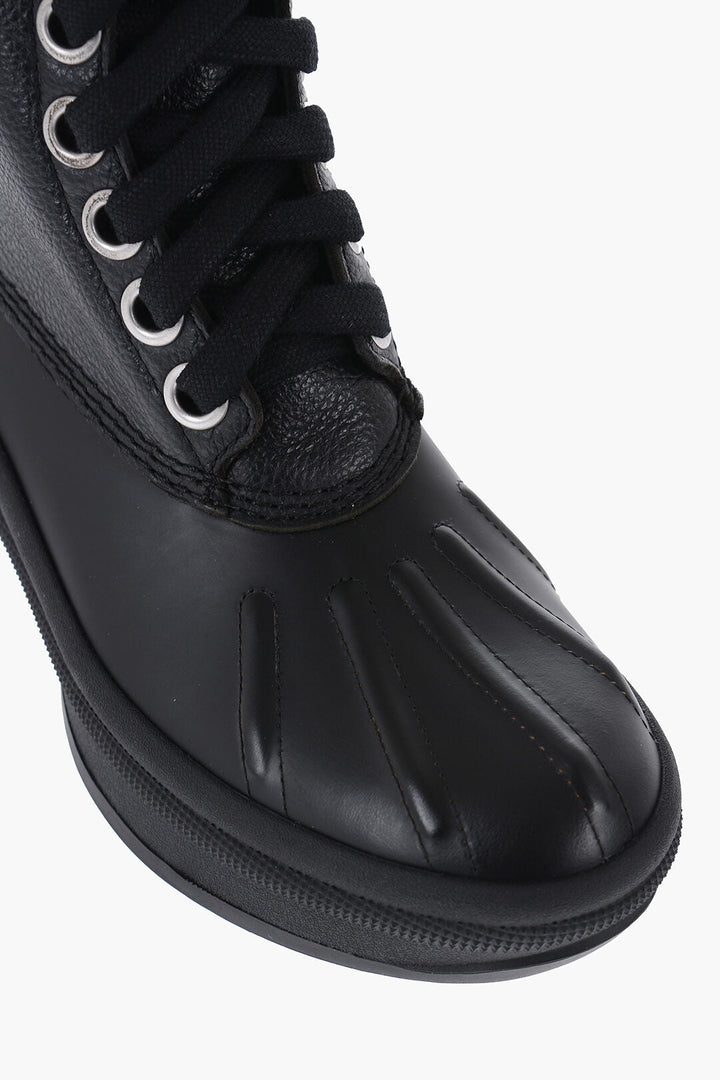 Jil Sander Leather Combat Boots With Vibram Sole