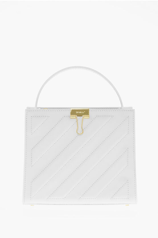 Off-White Leather CROSS Tote Bag with Golden Details