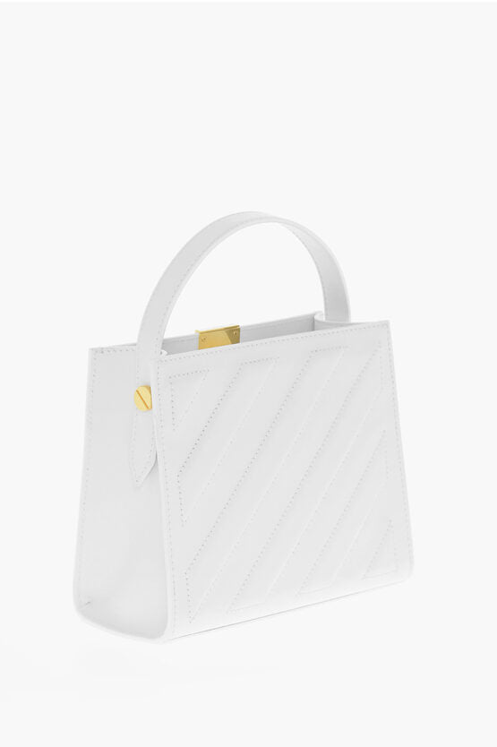 Off-White Leather CROSS Tote Bag with Golden Details