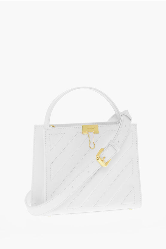 Off-White Leather CROSS Tote Bag with Golden Details