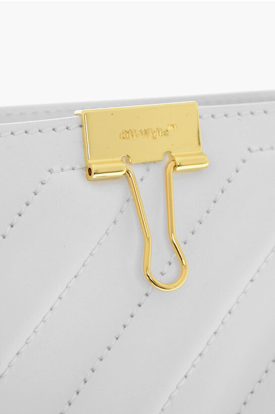 Off-White Leather CROSS Tote Bag with Golden Details