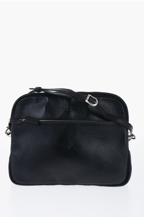 Corneliani Leather Crossbody Bag with Outer Pocket