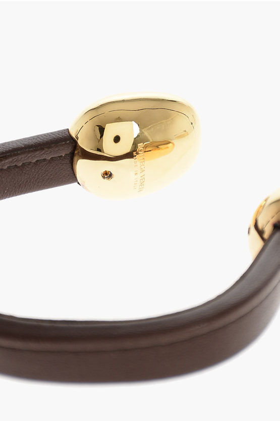 Bottega Veneta leather cuff bracelet with brass details