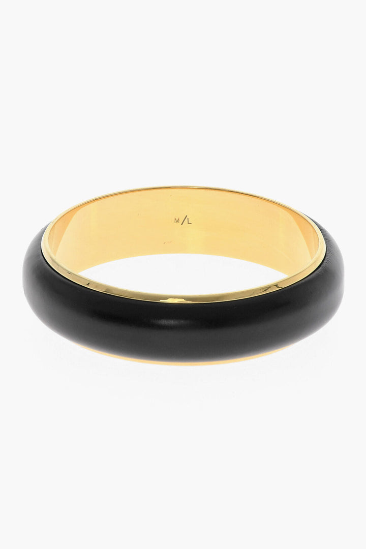 Saint Laurent Leather Cuffed Bracelet with Golden-Effect inner