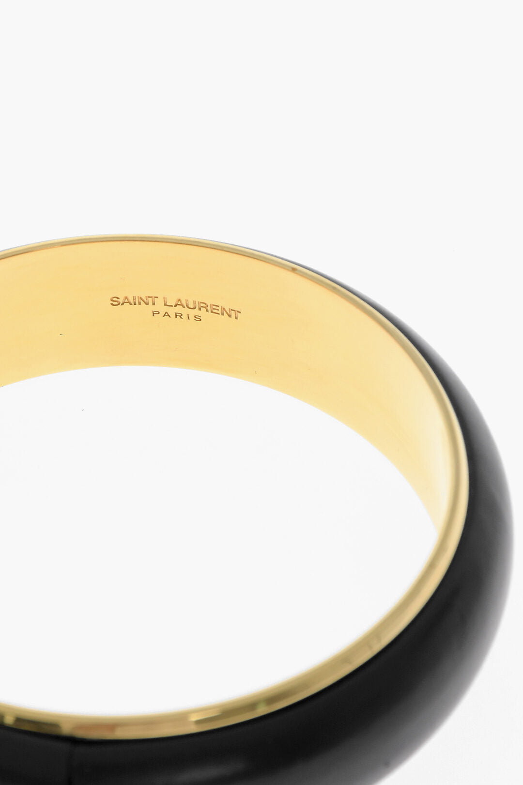 Saint Laurent Leather Cuffed Bracelet with Golden-Effect inner