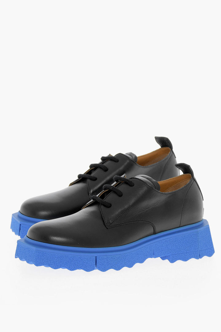 Off-White Leather Derby Shoes with Contrasting Sole