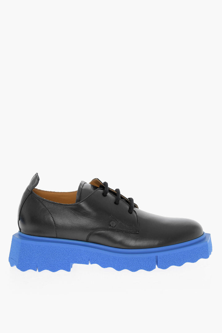 Off-White Leather Derby Shoes with Contrasting Sole