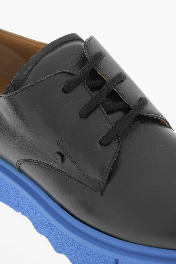 Off-White Leather Derby Shoes with Contrasting Sole