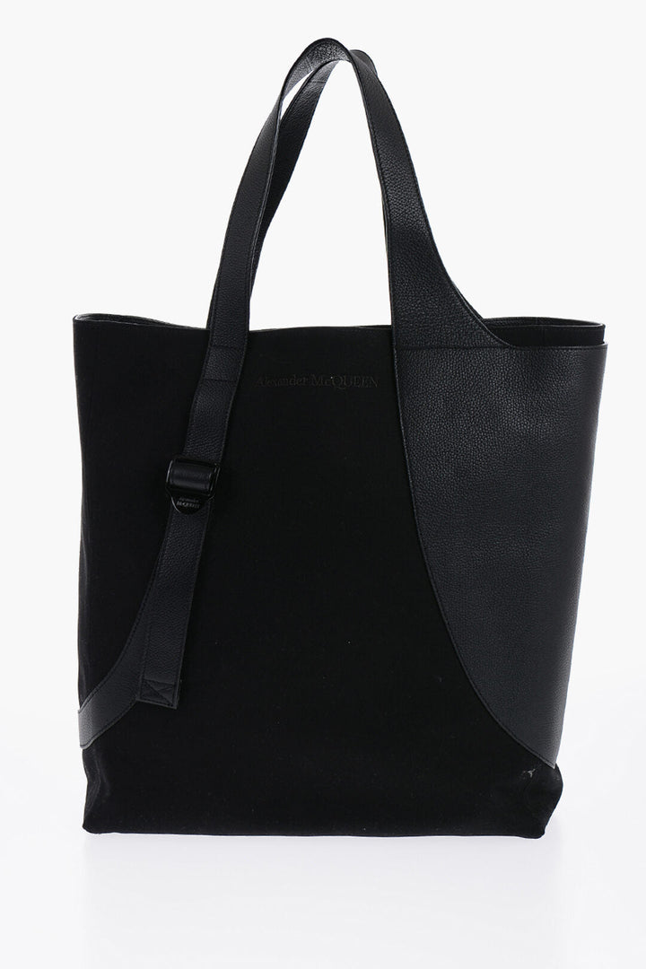 Alexander McQueen Leather Detailed Tote Bag with Logoed Buckle