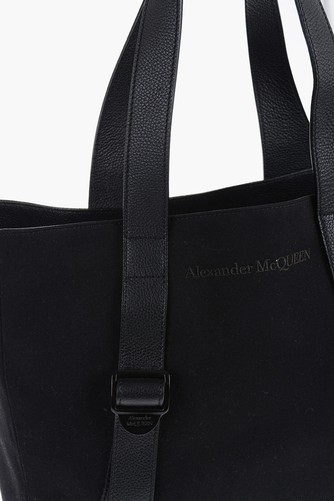 Alexander McQueen Leather Detailed Tote Bag with Logoed Buckle