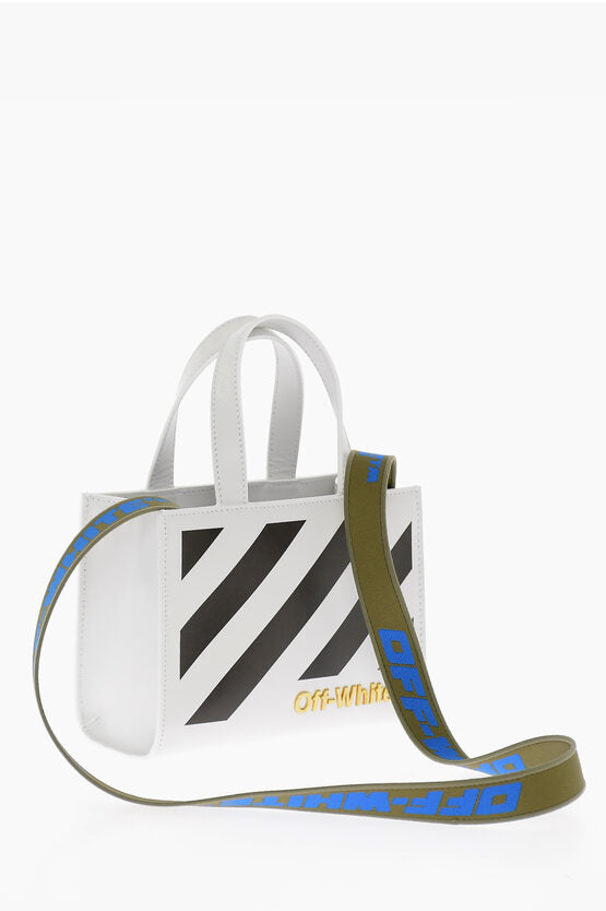 Off-White Leather DIAG HYBRID Mini Bag with Golden Logo